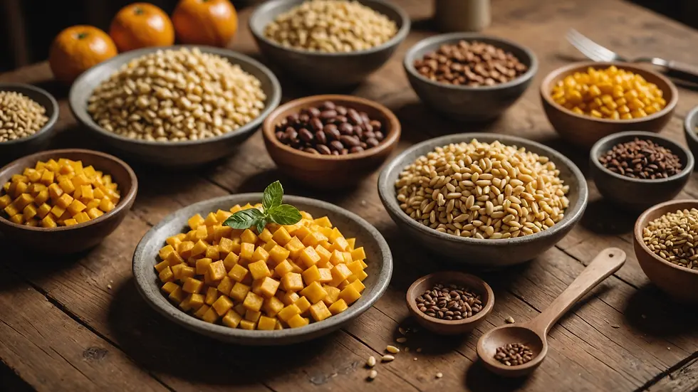 Eye-level view of arranged rations on a rustic table