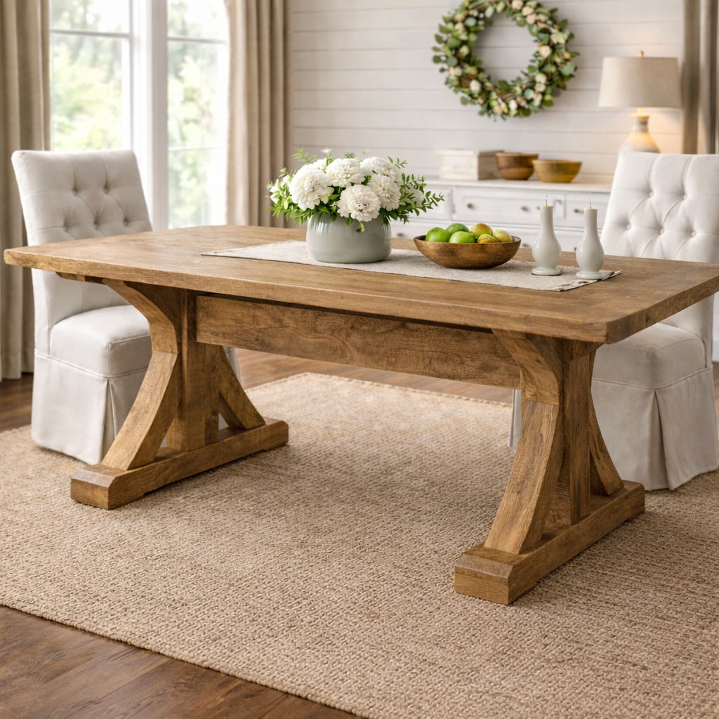 Stock Farmhouse Trestle Table