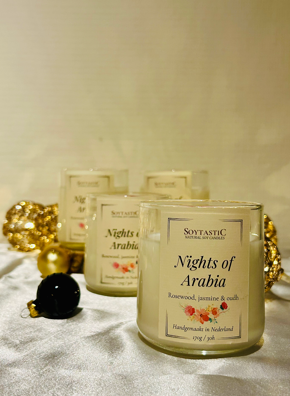 white soy candle on the table