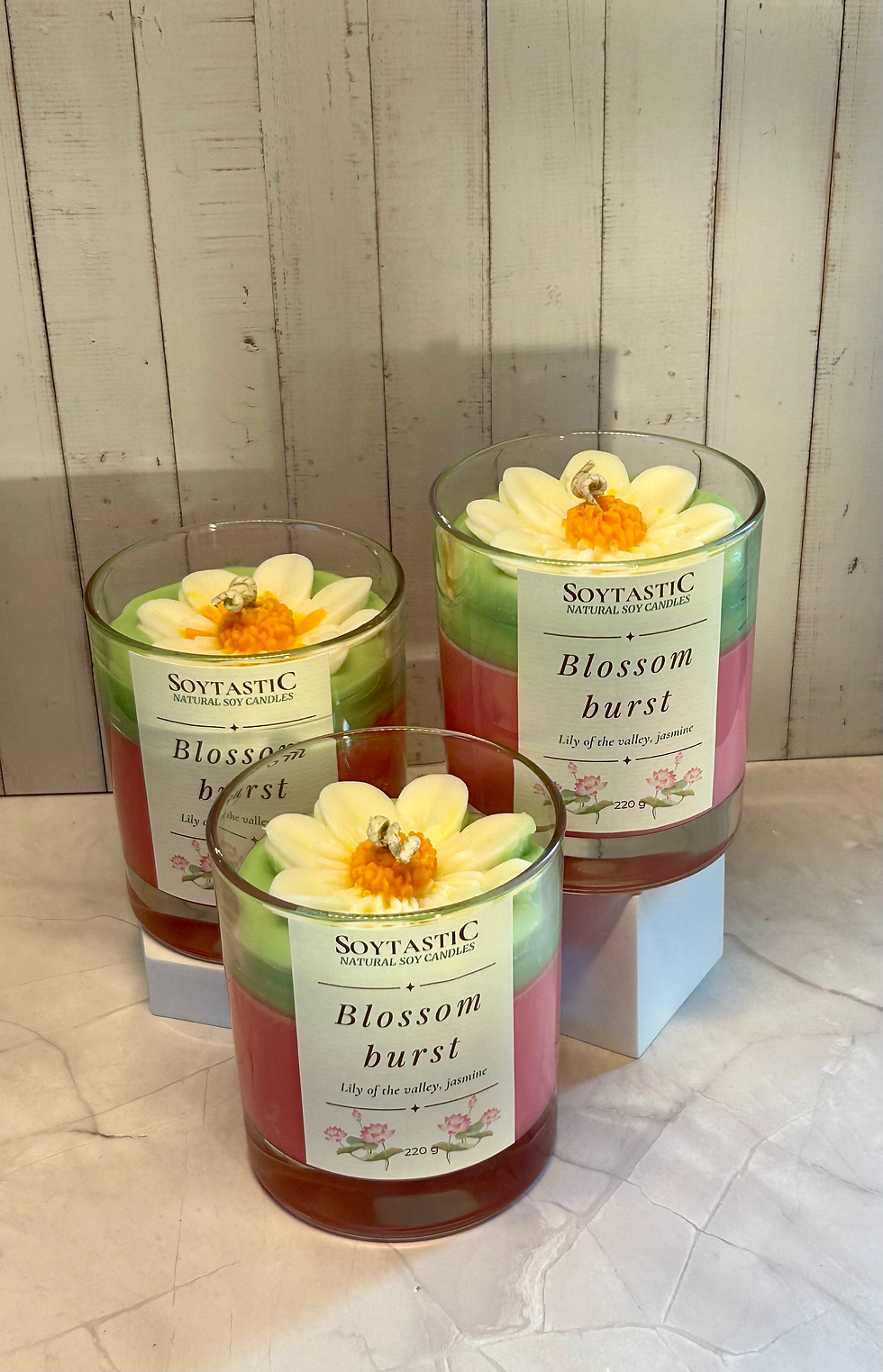 colorful soy candle with flower