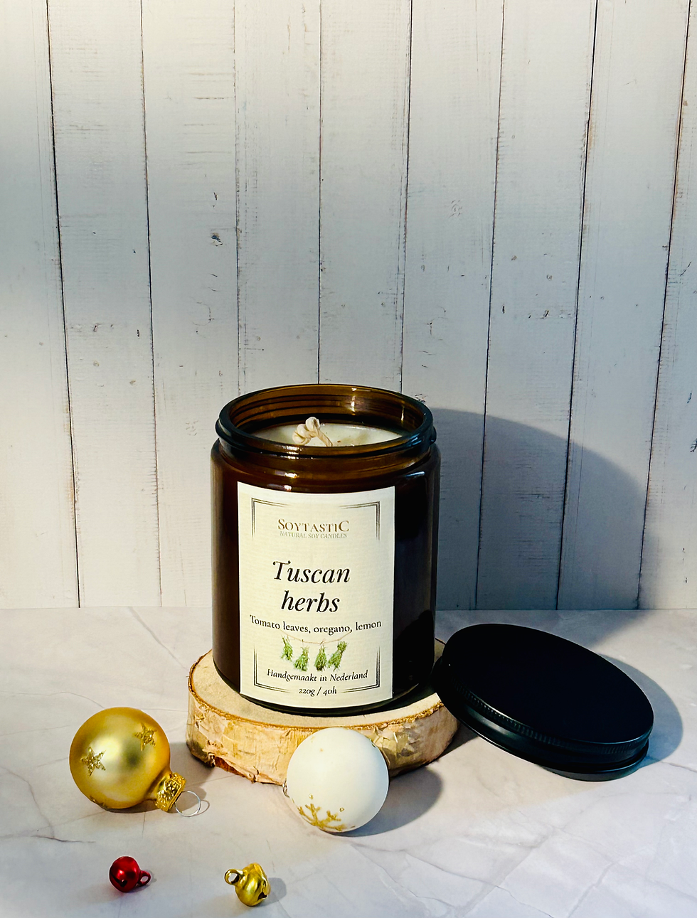 soy candle in a brown vessel