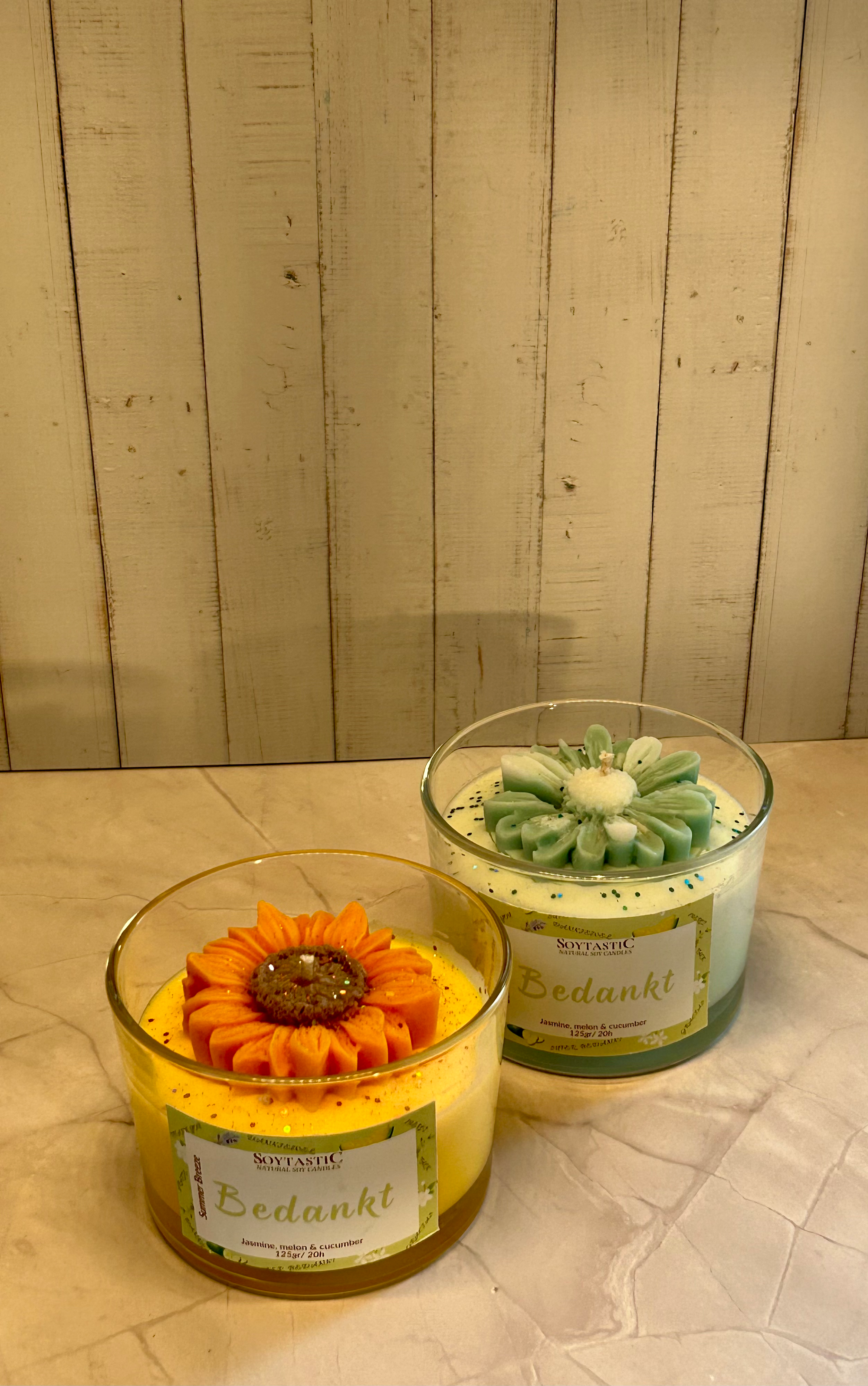 soy candle with flower