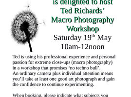 Ted Richards macro photography workshop May 19th