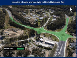 Changed traffic conditions and night work on the Princes and Kings highways at Batemans Bay