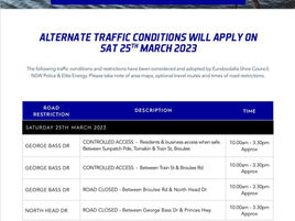 Special event road closure Batemans Bay Triathlon