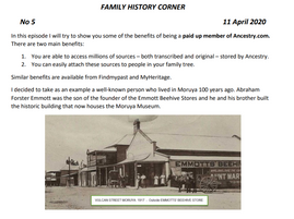 FAMILY HISTORY CORNER No. 5