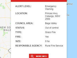 EMERGENCY WARNING: Princes Hwy, Cobargo