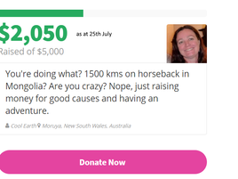 Cele's Mongolian adventure & charity fundraising
