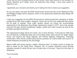 BBay Bridge update - 12m clearance height set with a 2019 commencement