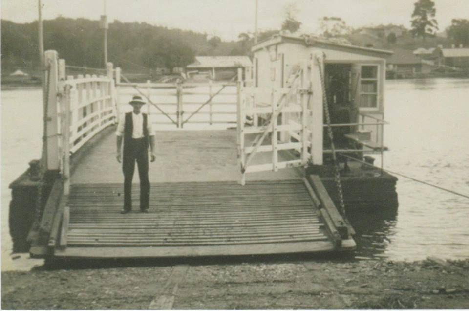 Jim Sproxton on Nelligen Ferry courtesy of Zelma Rixon.