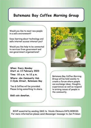 Batemans Bay Coffee Morning Group starts Mon Feb 13th