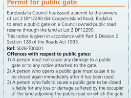 Coopers Island Road Public Gate is now official