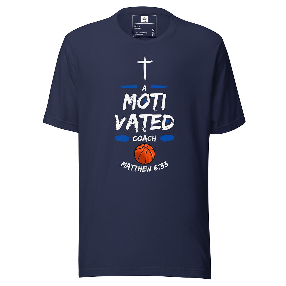 Thumbnail: Unisex T-Shirt Motivated People Collection Coach Blue Matthew 6:33
