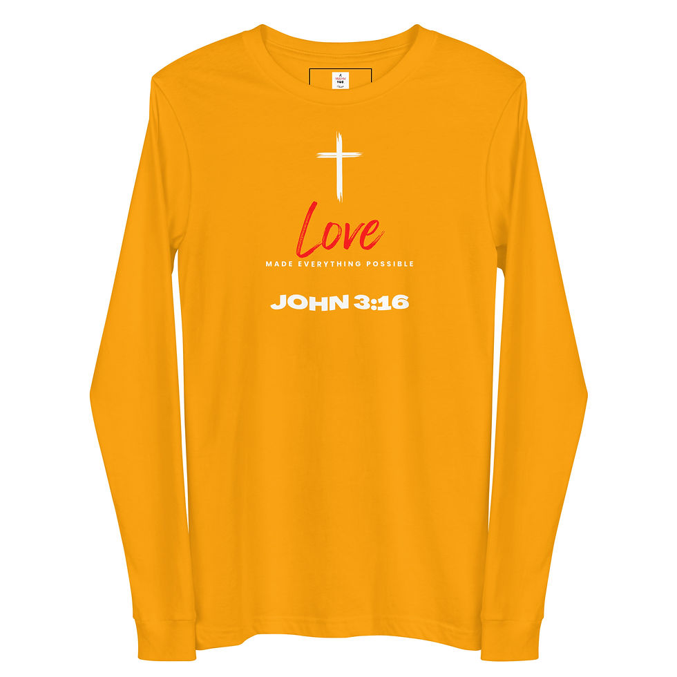 Thumbnail: Love Made Everything Possible Black Red T-Shirt White Cross John 3:16