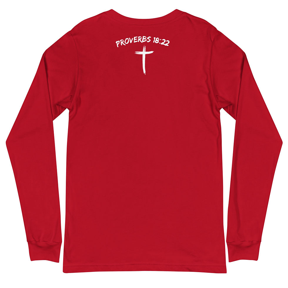 Thumbnail: Unisex Long Sleeve Tee Motivated People Collection Bride Ethnic Proverbs 18:22