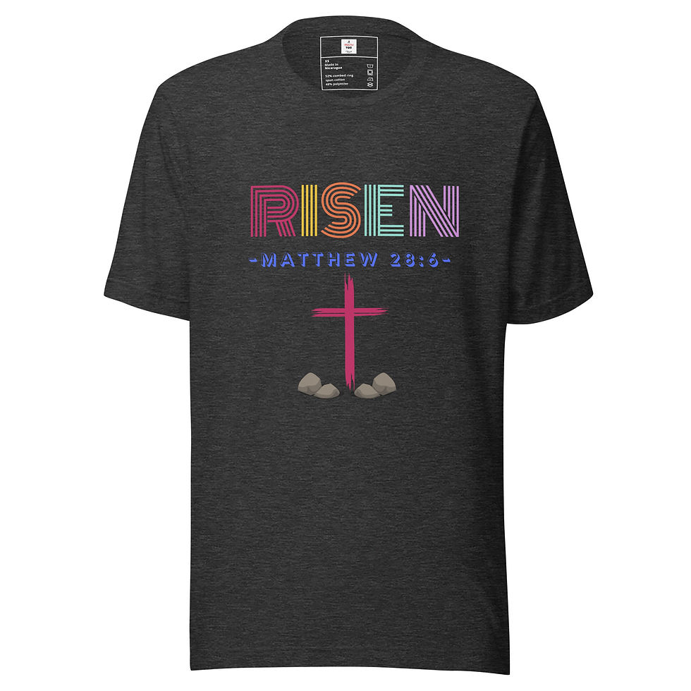 Thumbnail: Unisex T-Shirt Resurrection Collection Risen Purple Cross Matthew 28:6