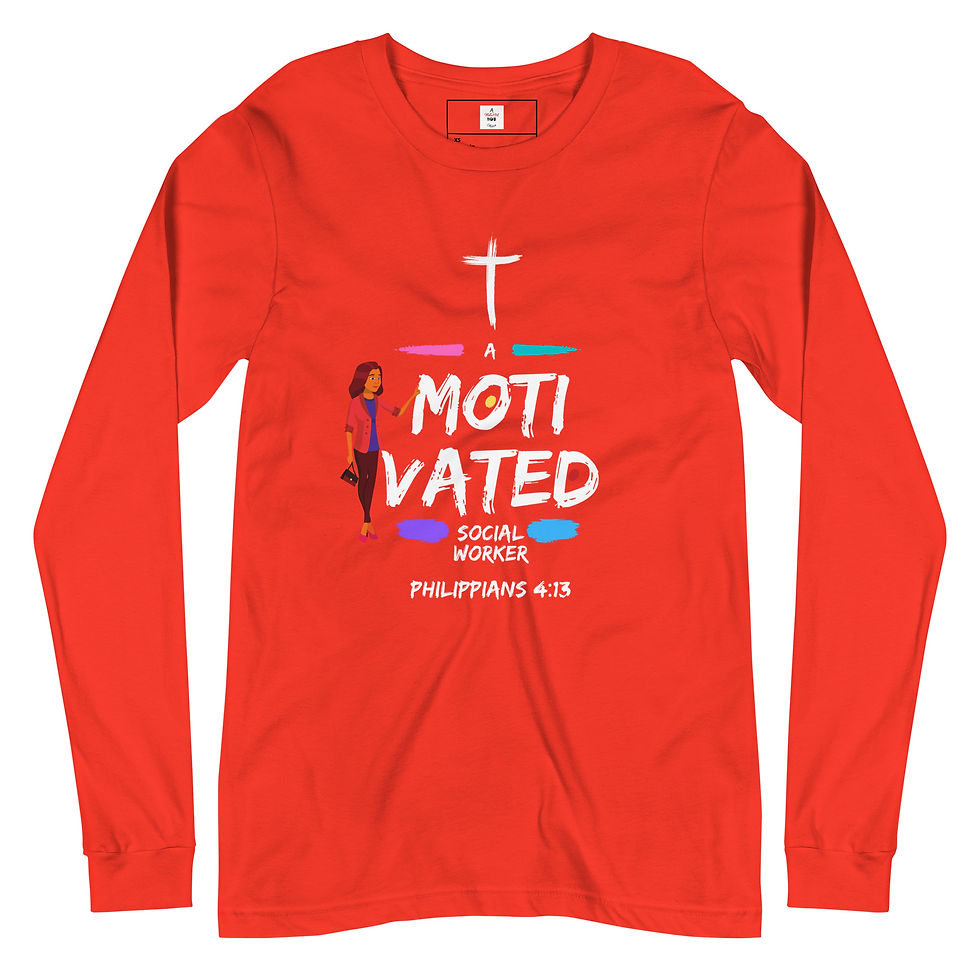 Thumbnail: Long Sleeve Tee Motivated People Collection Lady Social Worker Philippians 4:13