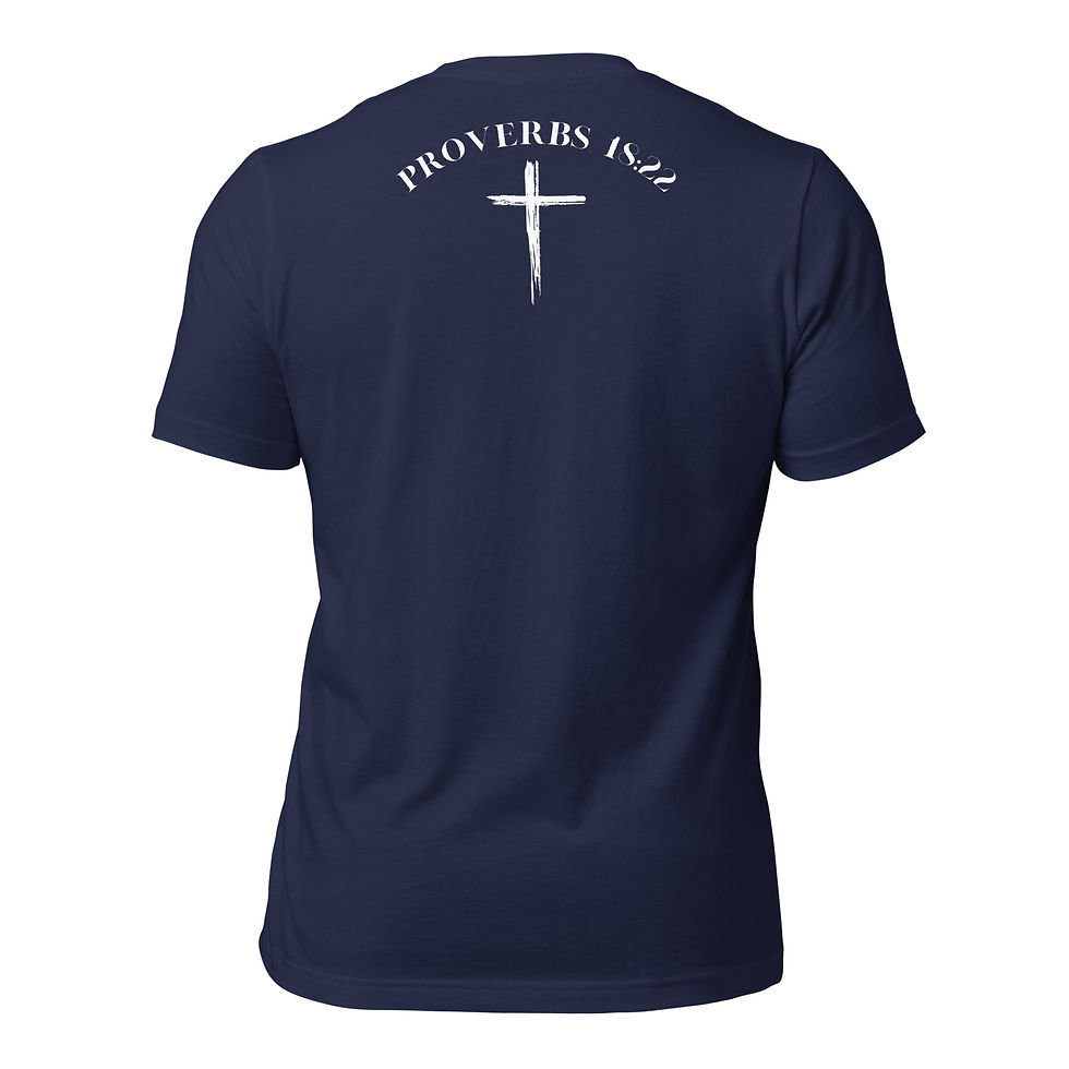 Thumbnail: Unisex T-Shirt Motivated People Collection Groomish White Proverbs 18:22 