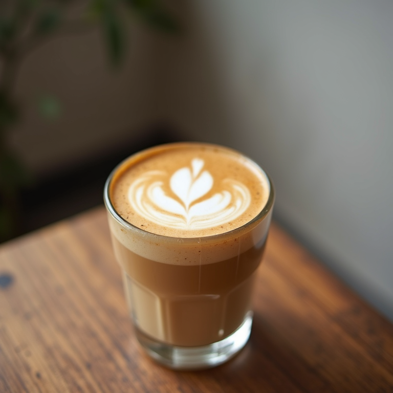 Close-up of a beautifully crafted latte and vibrant mocktails on a café table.