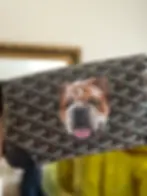 hand-painted-bulldog-pet-portrait-goyard-bowling-pouch-closeup
