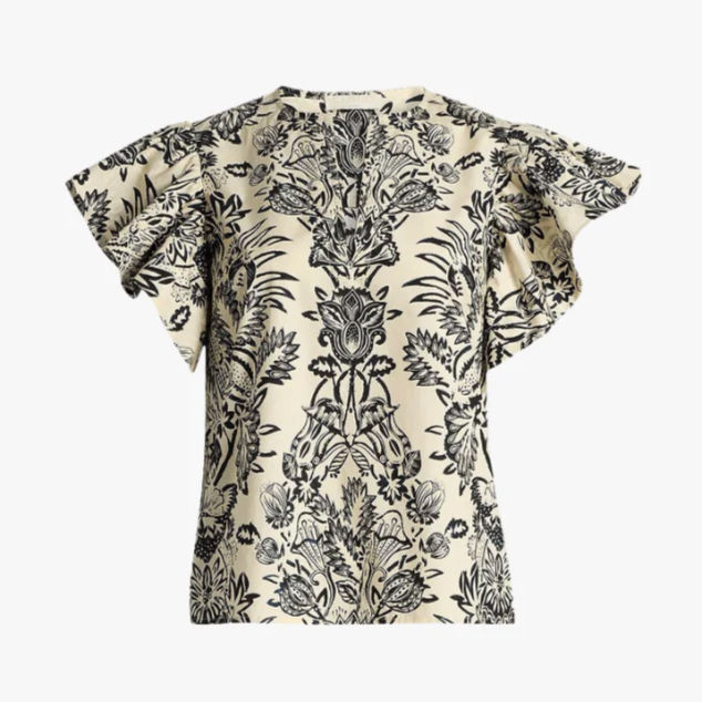 Thumbnail: ULLA JOHNSON PS260229 Severine Top ivory flora.