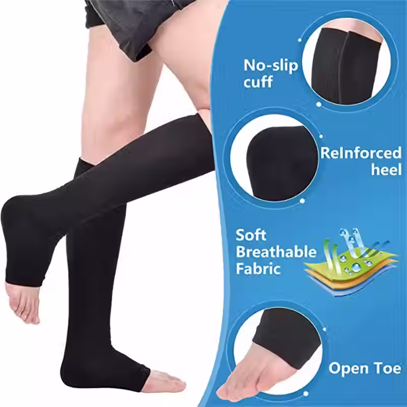 Thumbnail: 1 Pairs S-XXL Compression Socks Medical Prevent Varicose Veins Toeless Support H