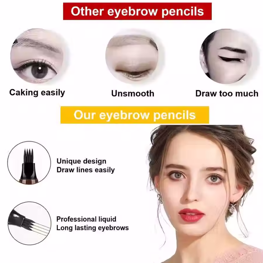 Thumbnail: Waterproof Eyebrow Pen, Microblading Eyebrow Pencil With 4 Split Head, Natural L