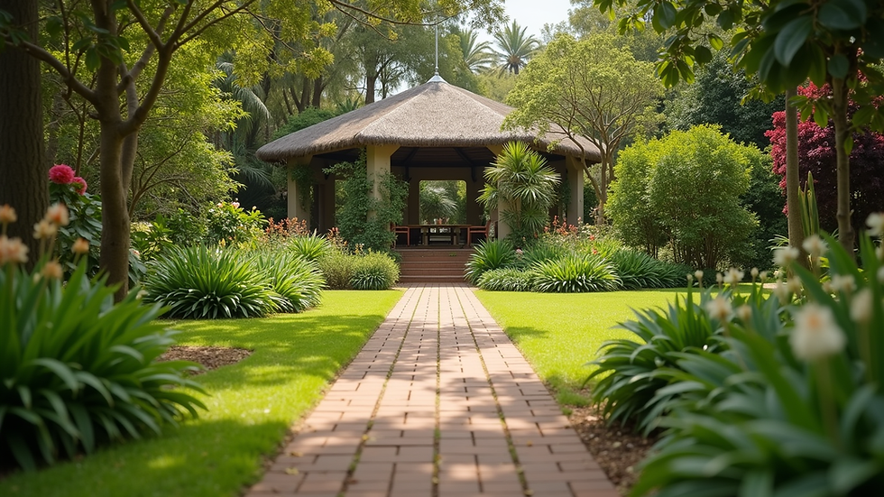 Eye-level view of a peaceful garden at a rehab centre in Durban