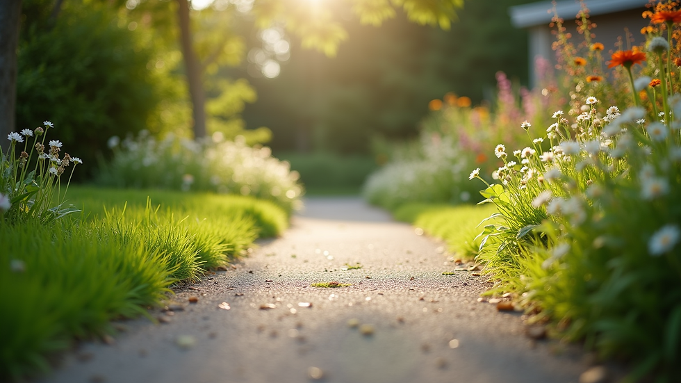 Close-up view of a peaceful garden path at Wellvale Recovery Centre