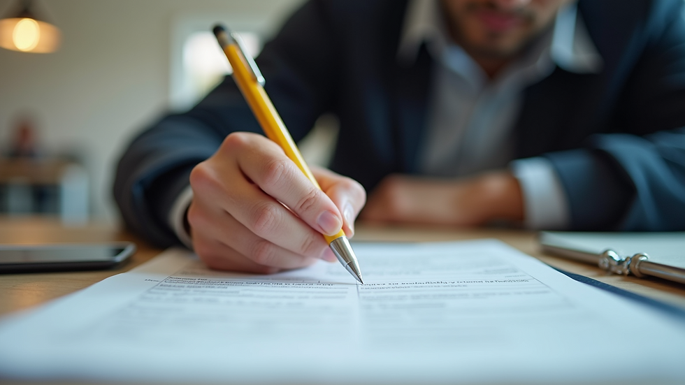 Close-up view of a student filling out a visa application form