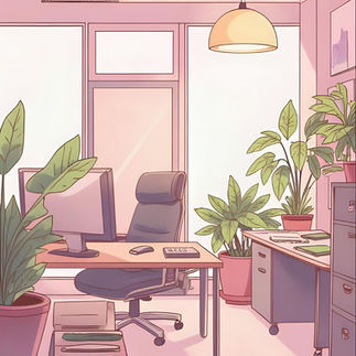 Anime Bild Pflanzen im Büro