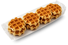 Hartybake Liège waffle in clear sleeve packaging — individual portion for retail and foodservice applications