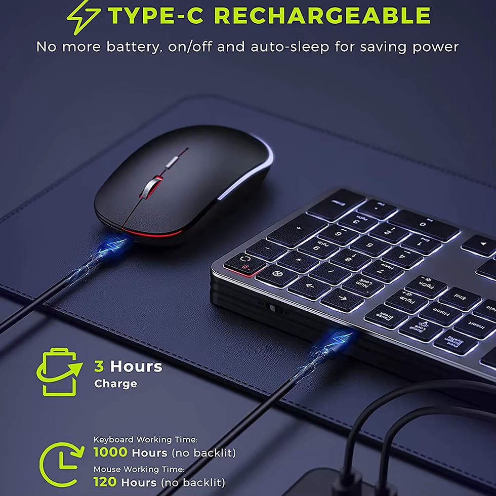 Thumbnail: Backlight Wireless Keyboard and Mouse Combo 2.4G USB Silent Keyboard Set Recharg