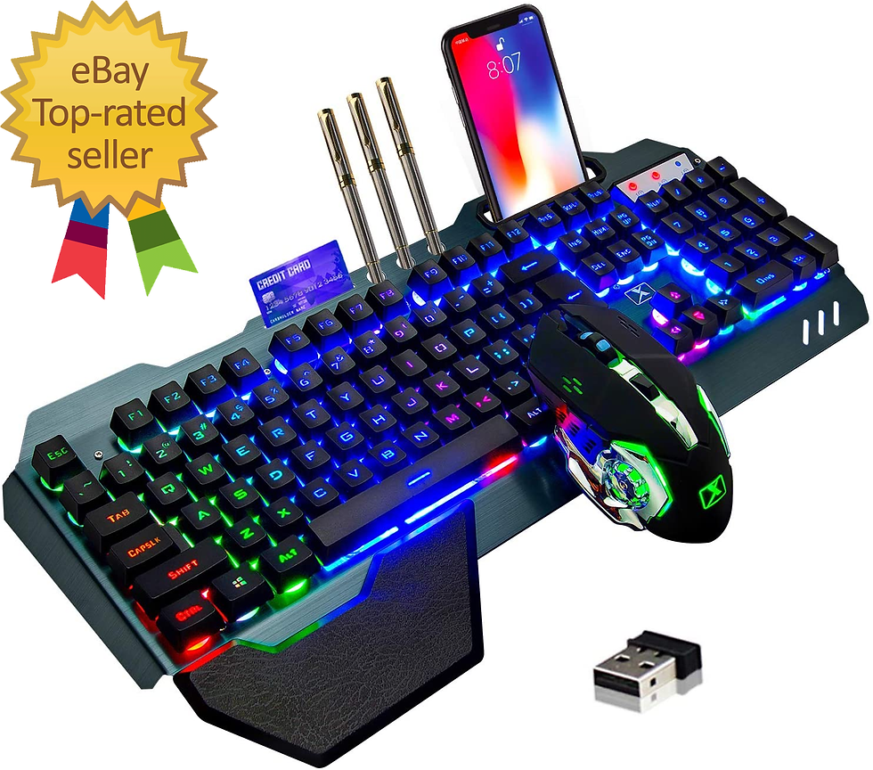 Thumbnail: Wireless Gaming Keyboard and Mouse,Rainbow Backlit Rechargeable Keyboard Mouse W