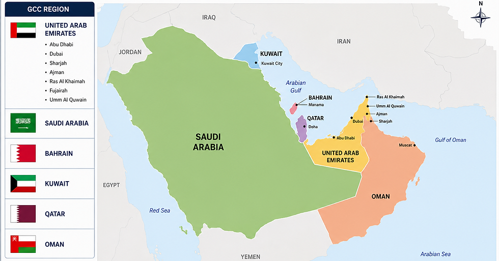 Fireworks GCC markets map for UAE Saudi Arabia and Gulf opportunities