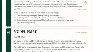 托福 EMAIL WRITING - 渡假村環保建議信