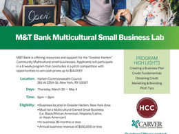 M&T Bank Announces Harlem Small Business Innovation Lab in Partnership with Carver Federal Savings 