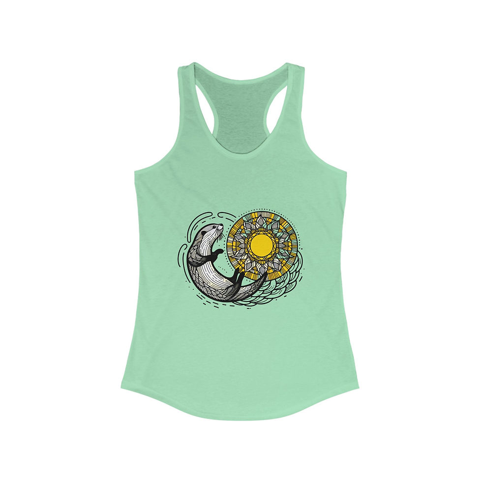 Thumbnail: Racerback Tank - Otter Swimming with a Mosaic Sun 