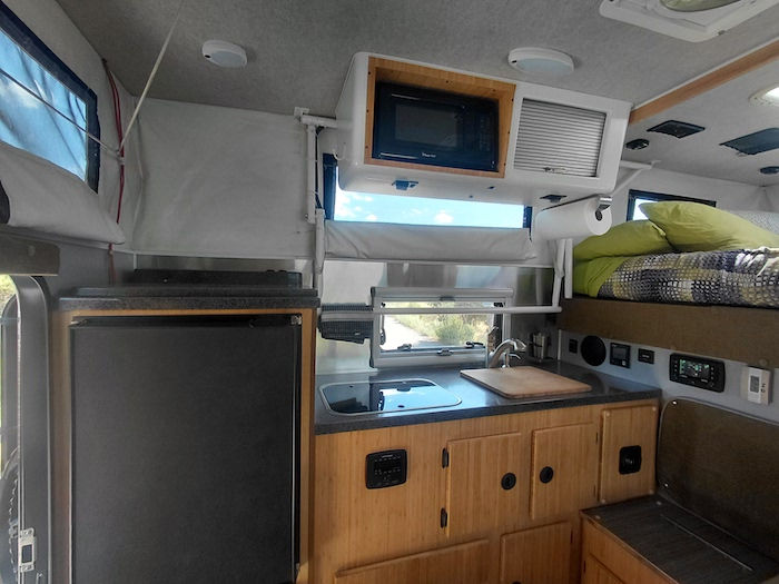 Driver's side of camper interior