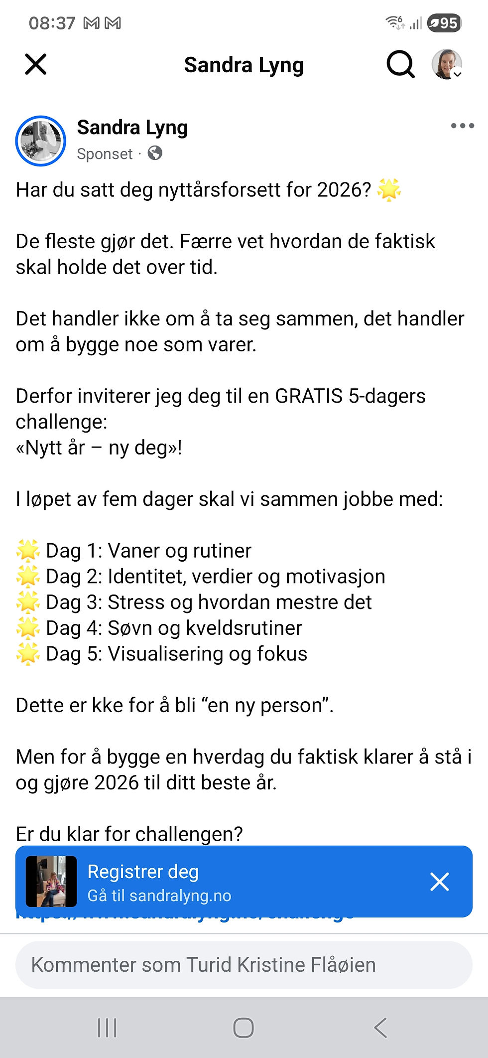 Sandra lyng 5 dagers challange