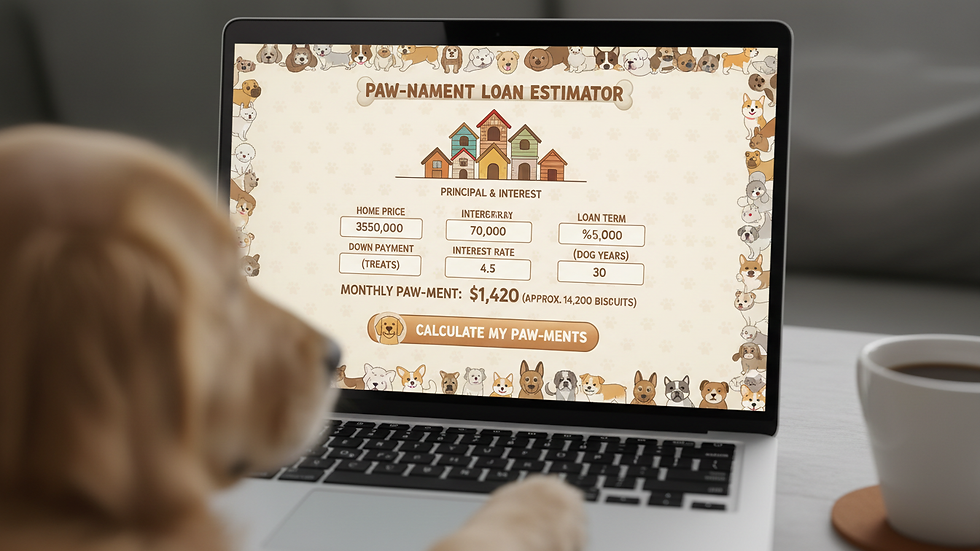 Close-up view of a laptop screen showing a mortgage calculator tool