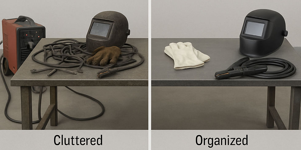 Cluttered vs. organized welding station