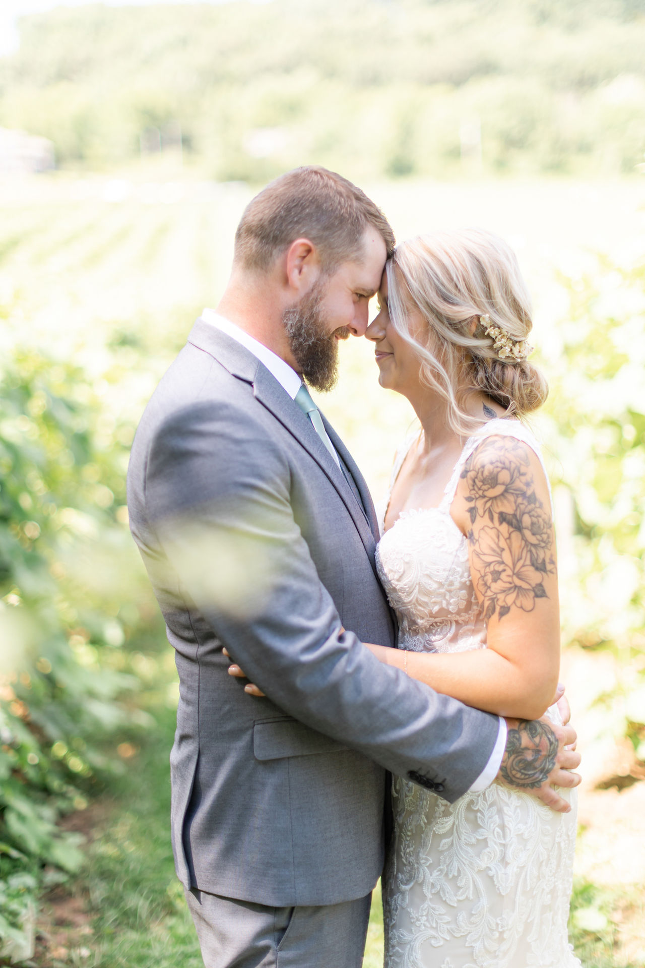 bride and groom first look