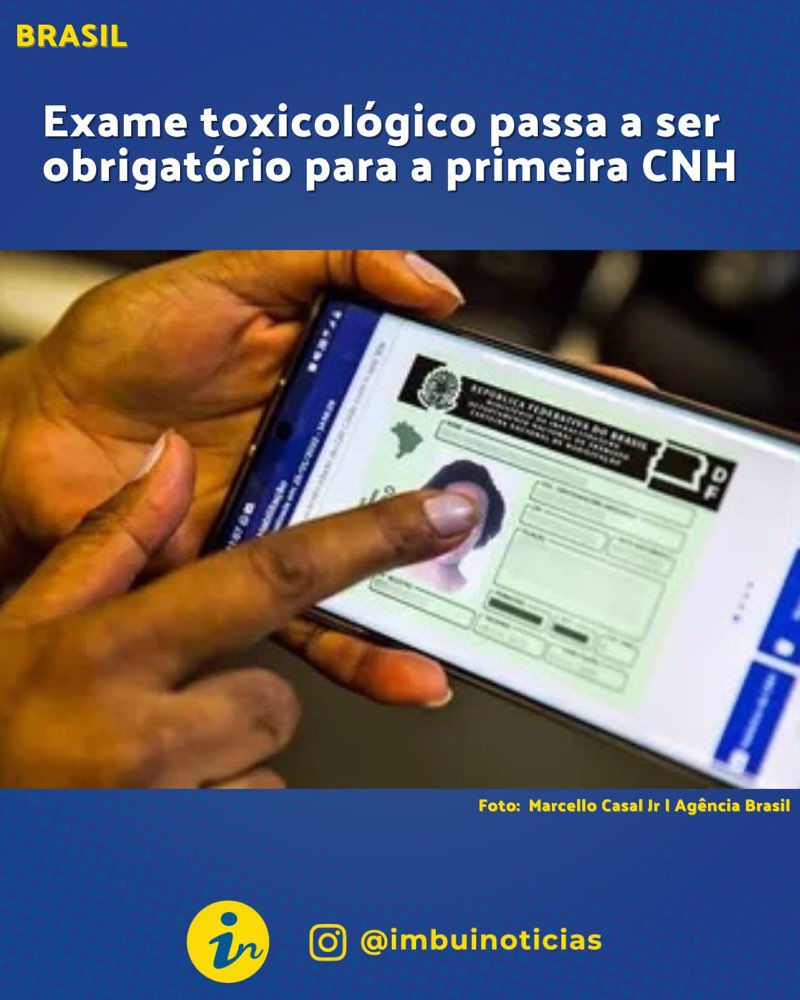 Exame toxicológico passa a ser obrigatório para a primeira CNH