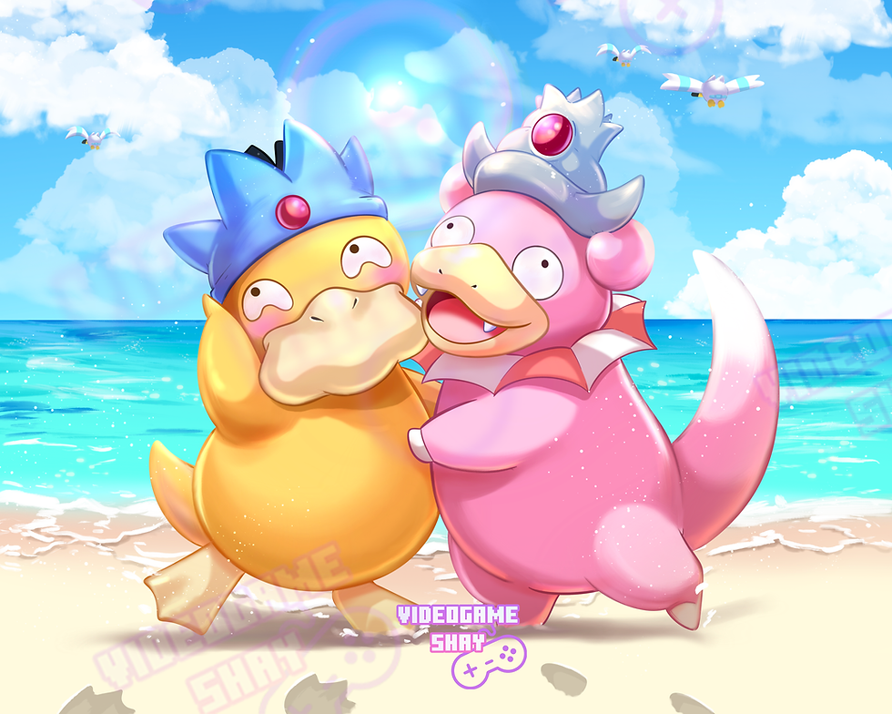 Thumbnail: Dream Big Derpy Bois - Psyduck and Slowpoke Print