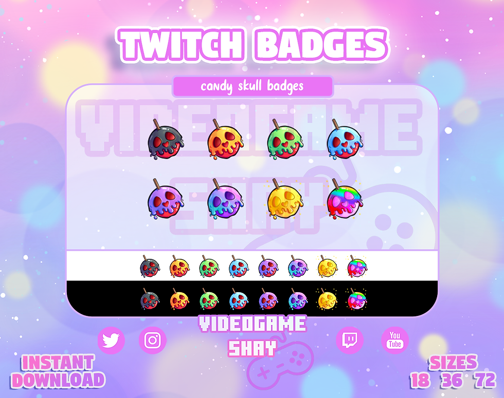 Halloween Spooky Candy Apple Skull Twitch Sub Badges