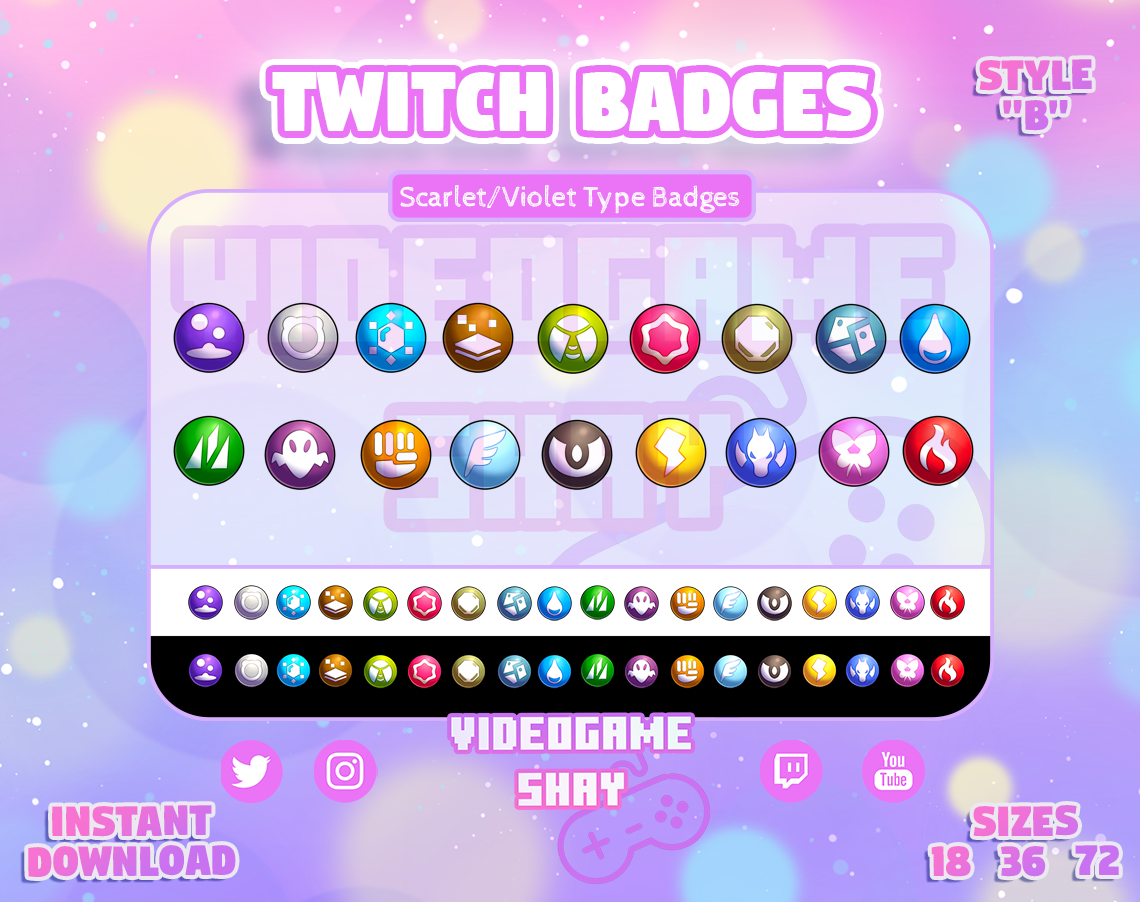 18 Pokemon Scarlet Violet Type Badges Twitch Sub Badges