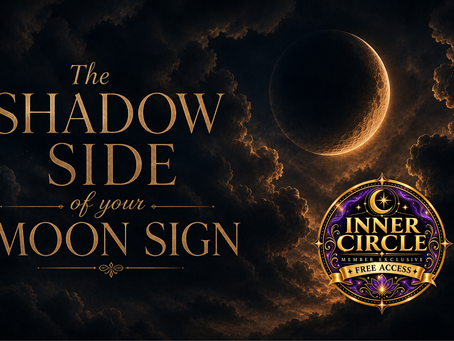 Crescent moon partially obscured by storm clouds with warm light glowing through, symbolizing the hidden shadow side of the Moon sign.
