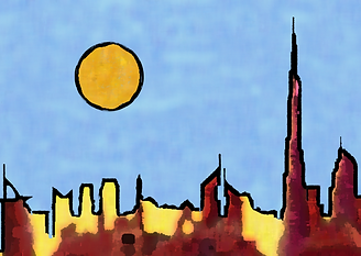 Dubai skyline dark edges