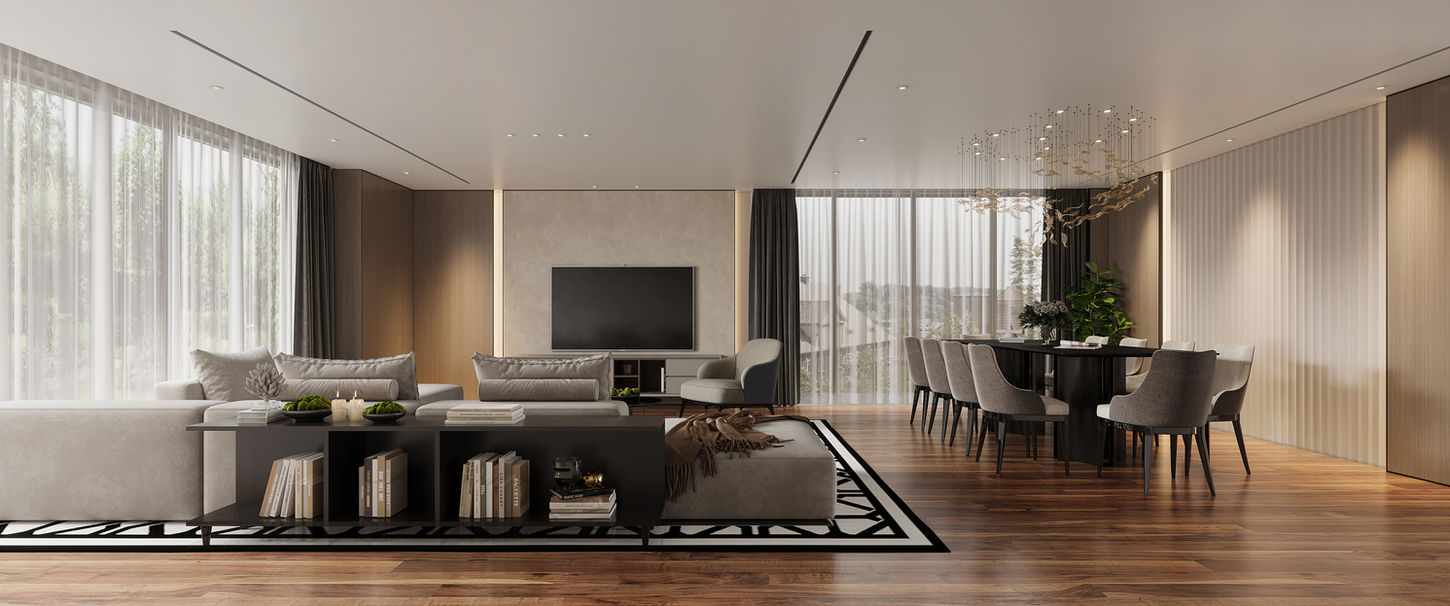 Modern living and dining room interior design